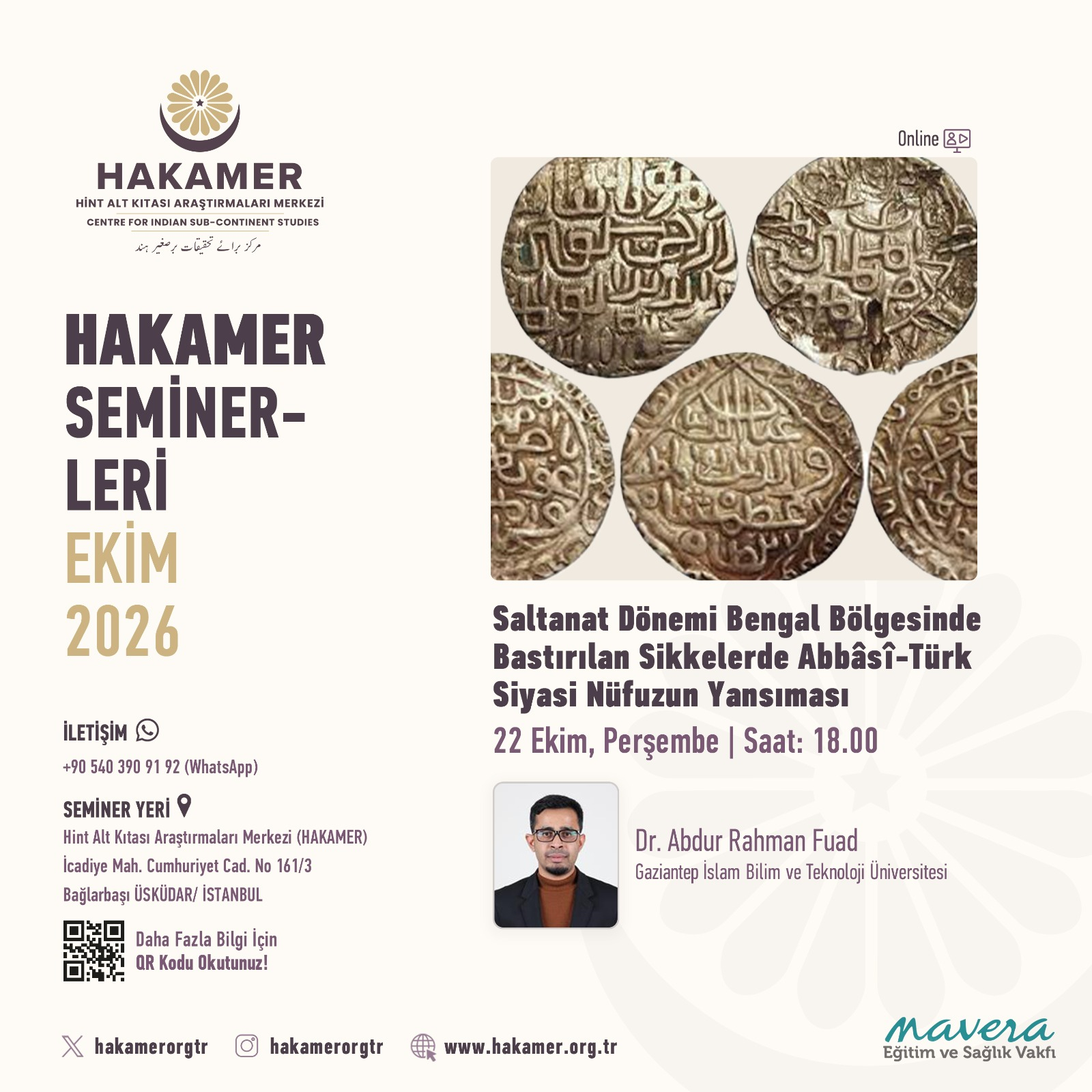 Ekim Semineri-4/ 22 EKİM 2026, Saat: 18.00